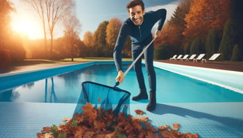 Image reflecting a cheerful scene of pool preparation for winter. You can view and use the image above for your blog.