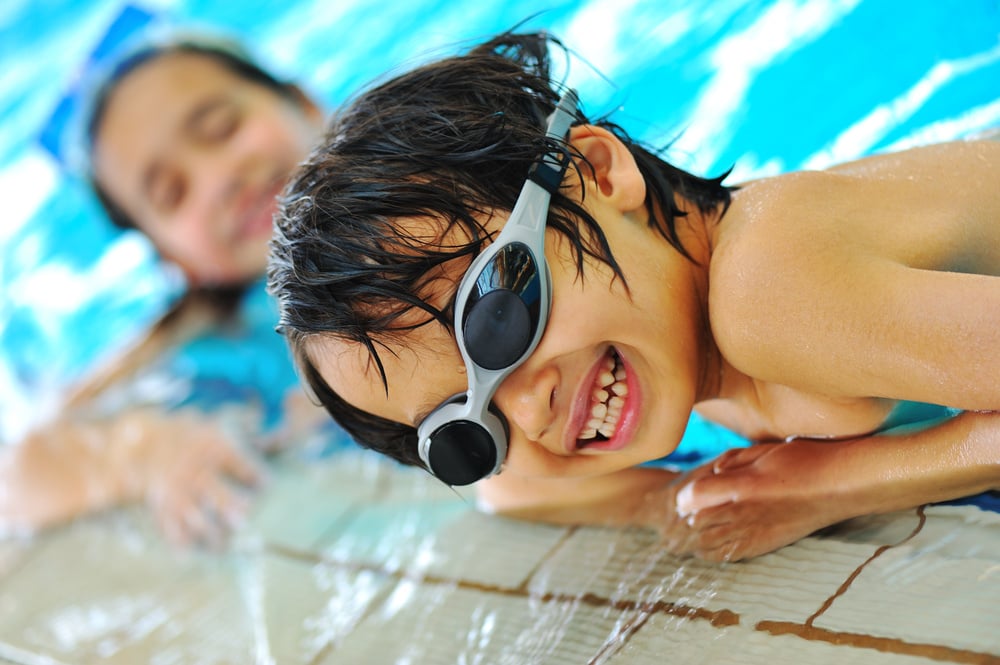 Happy children in pool